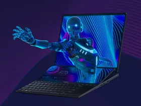 Postać wychodząca z ekranu laptopa