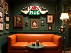 Wygenerowane przez AI wnętrze kafejki Central Perk z serialu Przyjaciele
