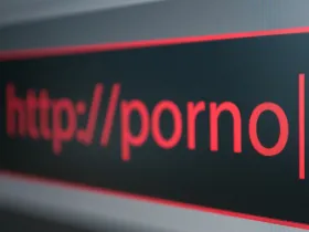 Zbliżenie na pasek adresu przeglądarki z czerwonym napisem 